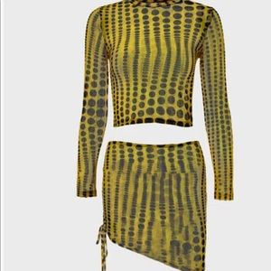 Phantom polka dot perspective top and skirt suit by Kollyy